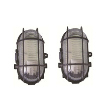 2 X Black Outdoor Security Bulkhead Lamp Bulk Head Light Lantern Garden 60W IP44