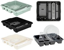 Large Plastic Kitchen Plate Dish Drainer Rack Draining Board Cutlery Holder UK