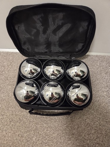 Silver steel boules set - silver,