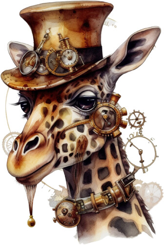 Steampunk giraffe colourful - steampunk,