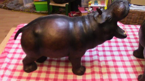 Handmade real leather hippo - handmade,