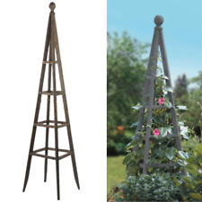 Wooden Garden Obelisk Slate Grey Planter Climbing Plants Support Decor 150cm