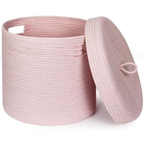 Storage basket with lid woven - basket,