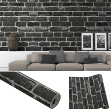 9.5m 3D Black Brick Wallpaper