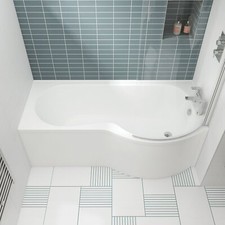 Nuie P-Shaped Shower Bath 1700mm x 700mm/850mm - Right Handed (inc Leg Set)