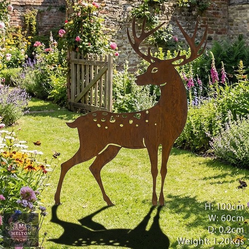 Rusty metal garden deer - rusty,
