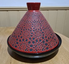 Red Moroccan Ceramic Tagine Cooking Pot Casserole Dish Oven Safe Kitchen Decor