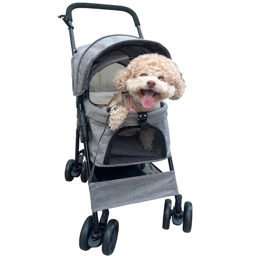 Grey travel pet stroller dog - travel,