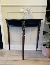 Blue And Gold Console Half Moon Hall Table Upcycled Restored
