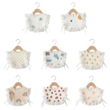 Baby Bib Ruffle Broken Flower Lotus Leaf Collar Cotton Muslin Lace Slobber Bib