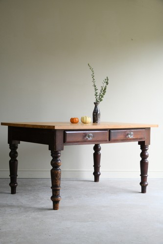 Antique pine kitchen table - antique,