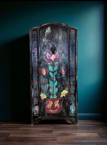 Hand painted folk art wardrobe - folk,