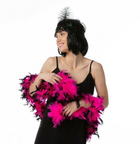 Pink black feather - pink, boa