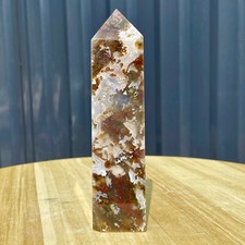 463G Natural aquatic plant Multi pointed water grass moss agate column healing