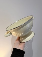 Vintage cream blue enamel - vintage,