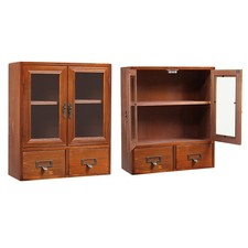 Vintage Wooden Cupboard Drawer Desktop Storage Cabinet Small Display Shelf Unit