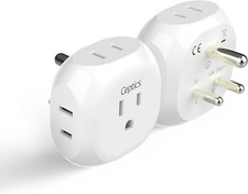 Ceptics India, Pakistan Travel Adapter USA to Type D Bangladesh, Maldives 2 Pack