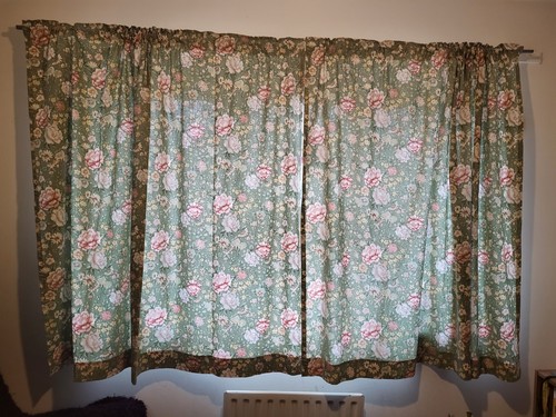 Vintage floral curtains green - vintage,