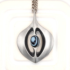 Vintage Brutalist Pewter Pendant EH Norsk TINN Statement Jewellery Mid Century M