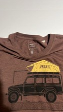 Prana Men's XL Brown T-Shirt Land Rover LIFE Roof Top Tent Graphic Tee