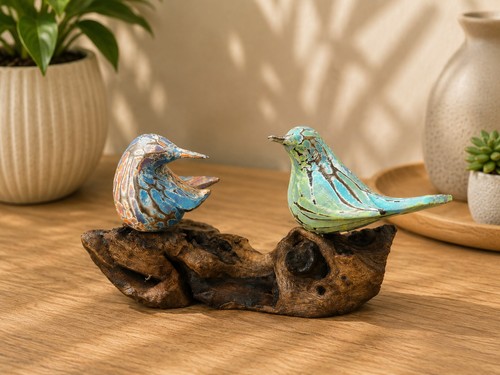 Handmade wooden bird ornament - wooden,