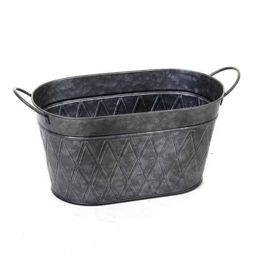 Galvanised oval planter - galvanised,