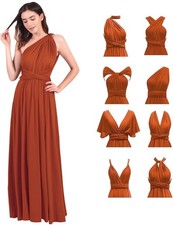 Multiway Infinity Bandage Maxi Dress Elegant Backless Brick Red XL New Holiday