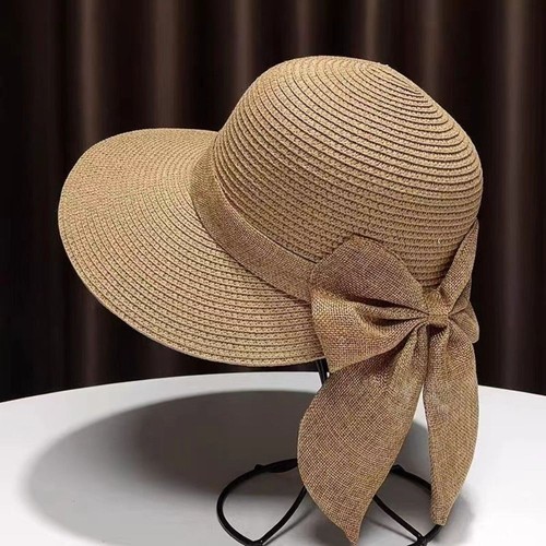 Wide brim beach cap - beach, bowknot