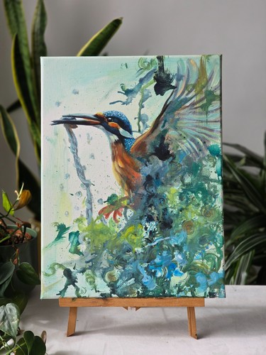 Original artwork kingfisher - original, |
