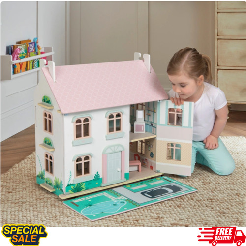Sofie wooden doll house with - doll,