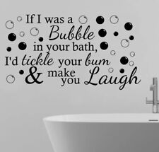 20” Bubble in your Bath Tickle your Bum Wall Stickers Vinyl Decal Quote UK