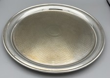 Vintage English Silver Plated Tray Serving Platter Drink 30.5cm wide 1960s