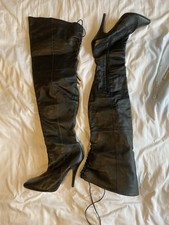 Real Leather Black Pleaser Legend-8899 5 Inch Heel Size 8