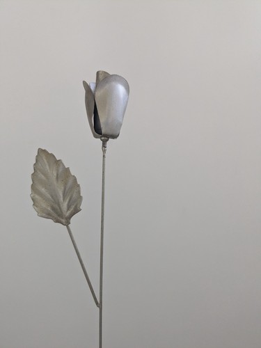 Long stemmed pewter rosebud - stemmed,