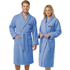 Mr and Mrs Bathrobe Embroidered Wedding Gift Her & Him Dressing Gown Soft Robe
