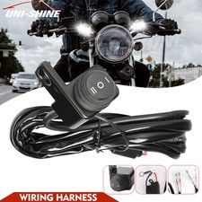 Motorcycle 2-Lead Relay Wiring Harness Kit w/Switch for Headlight Spot Fog Light