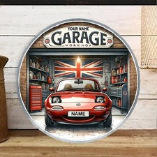 Personalised Mazda MX5 classic car   Round  wall Shed  Retro RRSC2