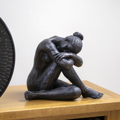 Bronze resting lady sculpture - bronze,