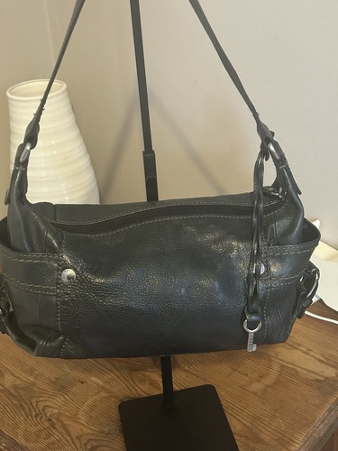 Fossil black leather hobo bag - black,