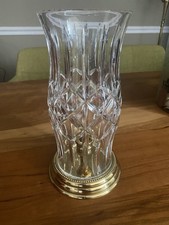 WATERFORD Crystal Prescott Pattern Hurricane Lamp Candle Holder &  Base 10-1/2”