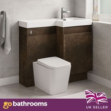 Toilet and Sink Vanity Unit 900mm Brown Right Hand WC Bathroom Sink Unit