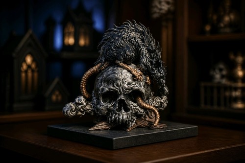 Skull ornament rat figurine - ornament,