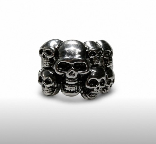 925 sterling silver skull ring - silver,
