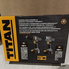 Titan TTI884COM/TTI885IPD 18V Cordless Combi Drill And Impact Driver Set