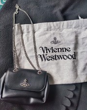 Vivienne Westwood Small Purse with Chain Black Vegan Recycled Leather Dust Bag