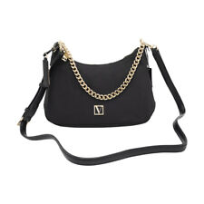 Victoria's Secret Crossbody Bag Black Shoulder Gold Tone Chain
