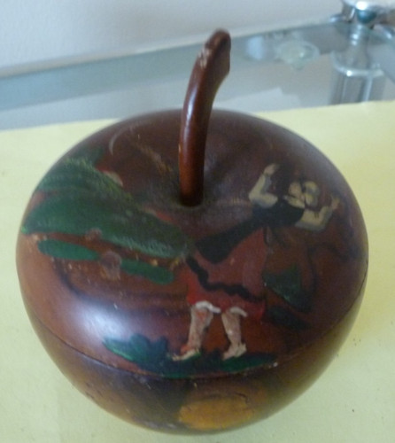 Wooden apple shaped trinket - wooden,