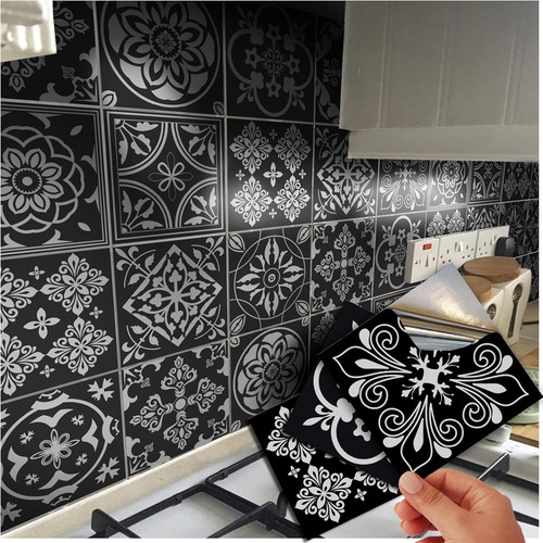 Black tile stickers - 24,