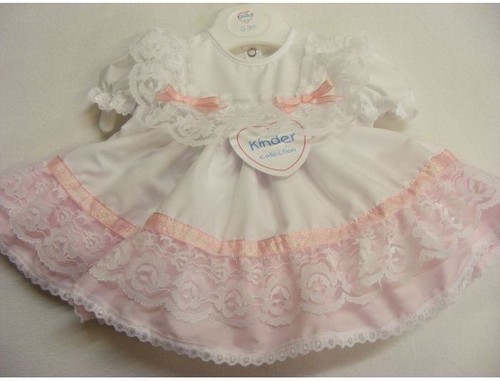 Baby girls frilly - dress, white