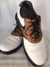 FootJoy Contour Series Mens 9 1/2 Golf Shoes White W/ Brown Leather 